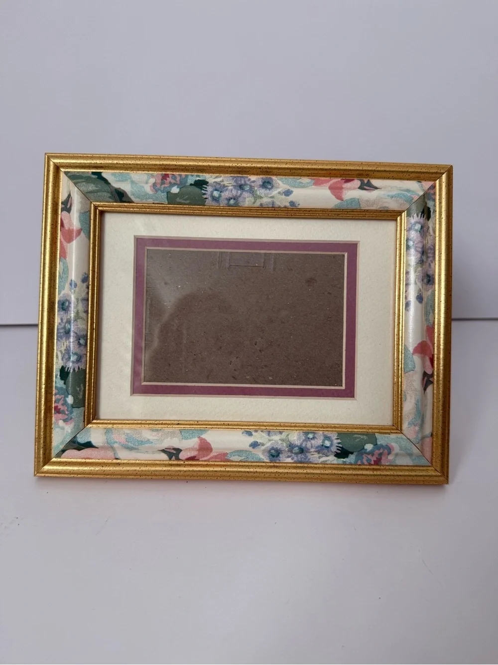 Floral Gold Accent Photo Frame - Cream, Pink & Green